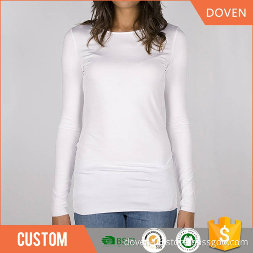 cheap long sleeve women o-neck blank t-shirt